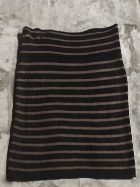 Active Basic Black and Brown Striped Knit Pencil Skirt